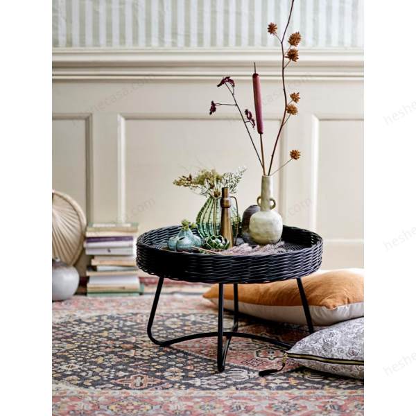 Hattie Coffee Table, Black, Rattan茶几/边几