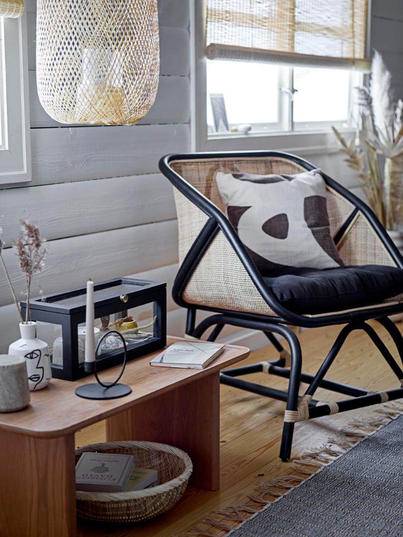 Loue Lounge Chair, Black, Rattan床头柜