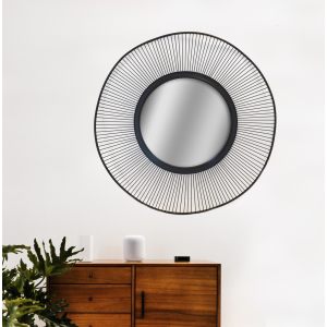 Miroir Metal Circle 93X93X4 Cm Noir镜子