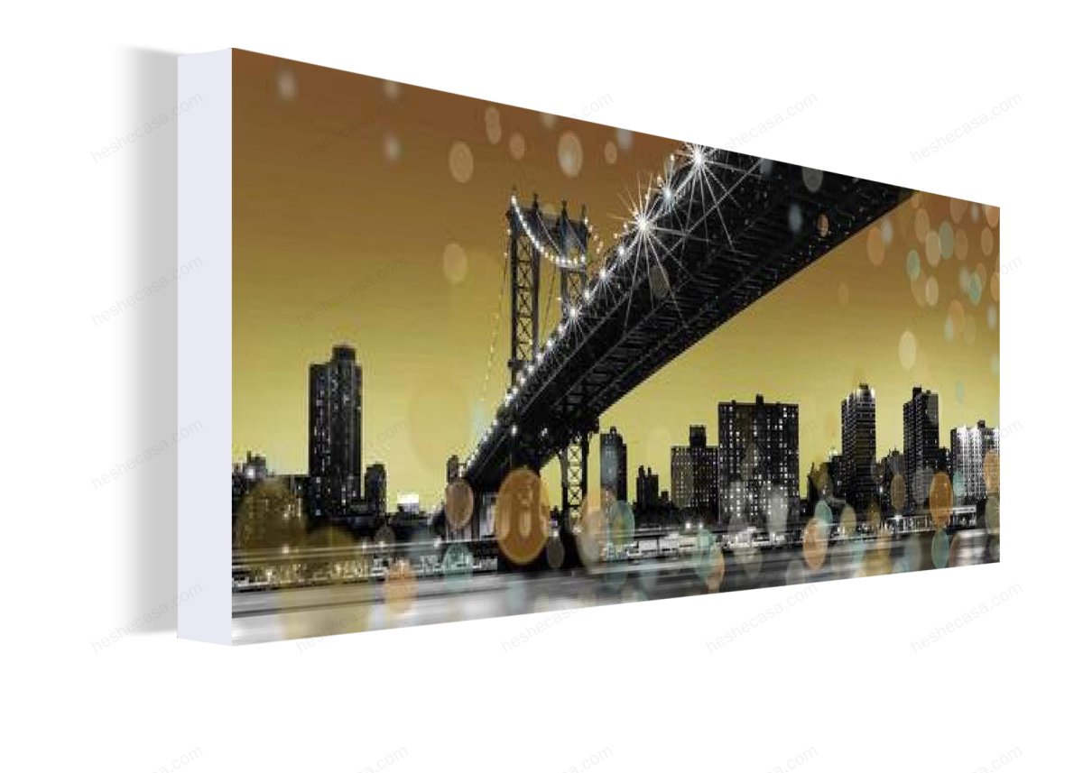 Toile Imp. Leds Ny Gold Sky 45X140装饰画