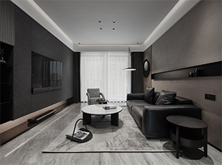 黑色高冷却又时尚简练的客厅装修设计案例