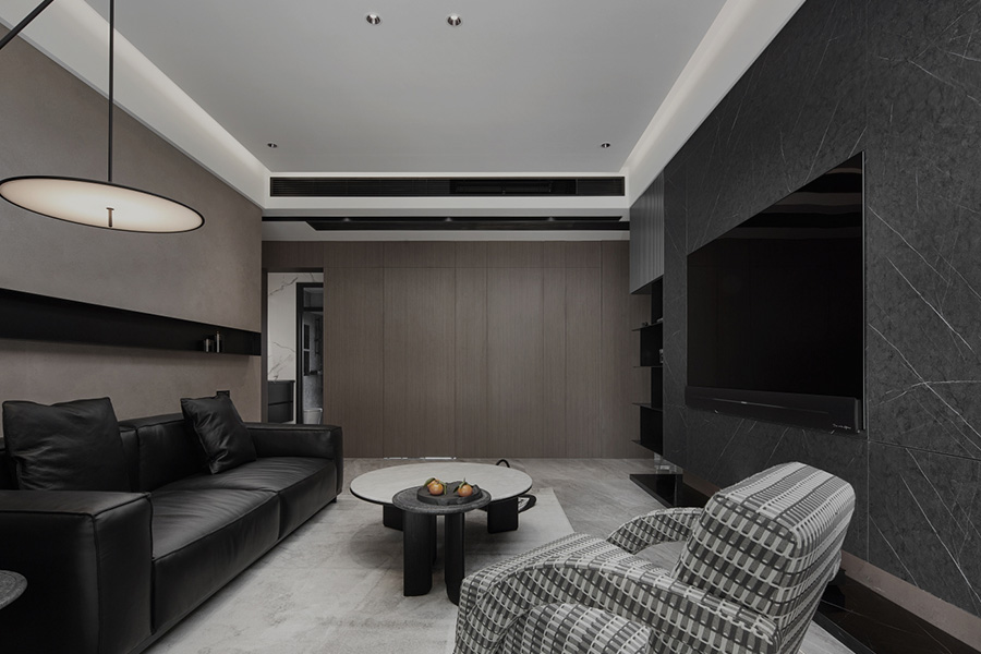 黑色高冷却又时尚简练的客厅装修效果图 第5张