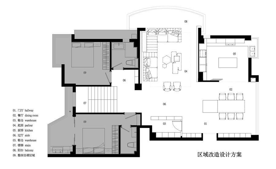 顶层复式客厅改造平面图