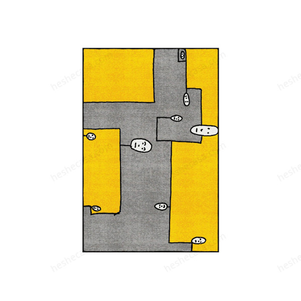 Dog Yellow Rectangular地毯