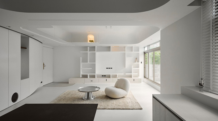 素雅高级极简为特色的客厅设计案例 第1张