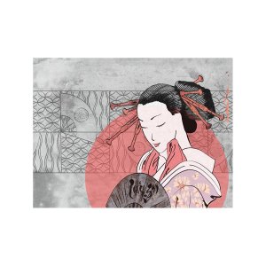 Geisha With A Fan壁纸