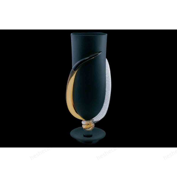Black Satin Vase In Blown Murano Glass  Modern花瓶