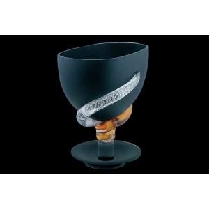 Black Satin Cup In Blown Murano Glass  Modern花瓶