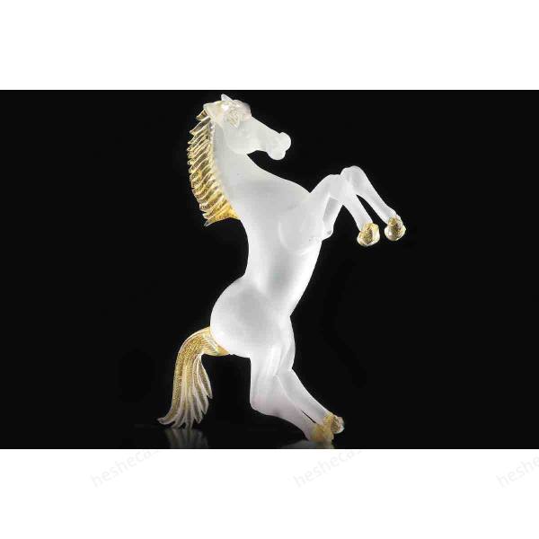 Rampant Horse Satin Murano Glass  Sculpture摆件