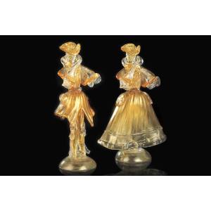 Venetian Gold Statues In Murano Glass  Sculpture摆件