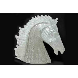 Horse Head In Murano Glass And Silver  Sculpture摆件