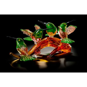 Branch With Hummingbird In Murano Glass  Sculptures摆件