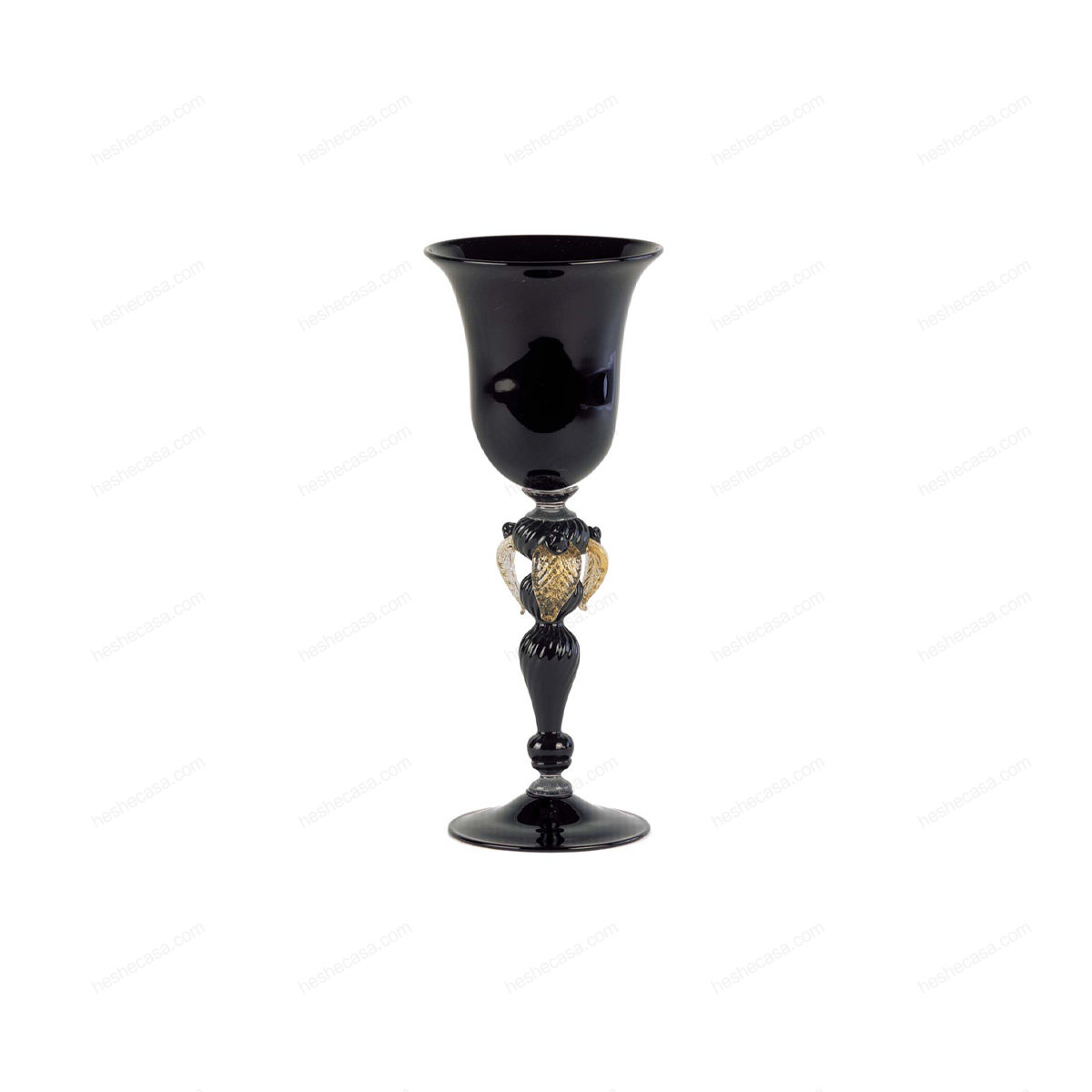 Black Gold Chalice Murano Glass  Tipetto 酒杯