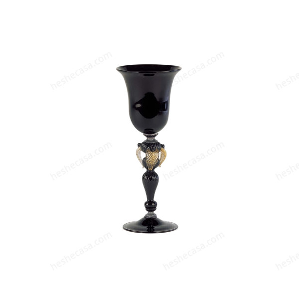 Black Gold Chalice Murano Glass  Tipetto 酒杯