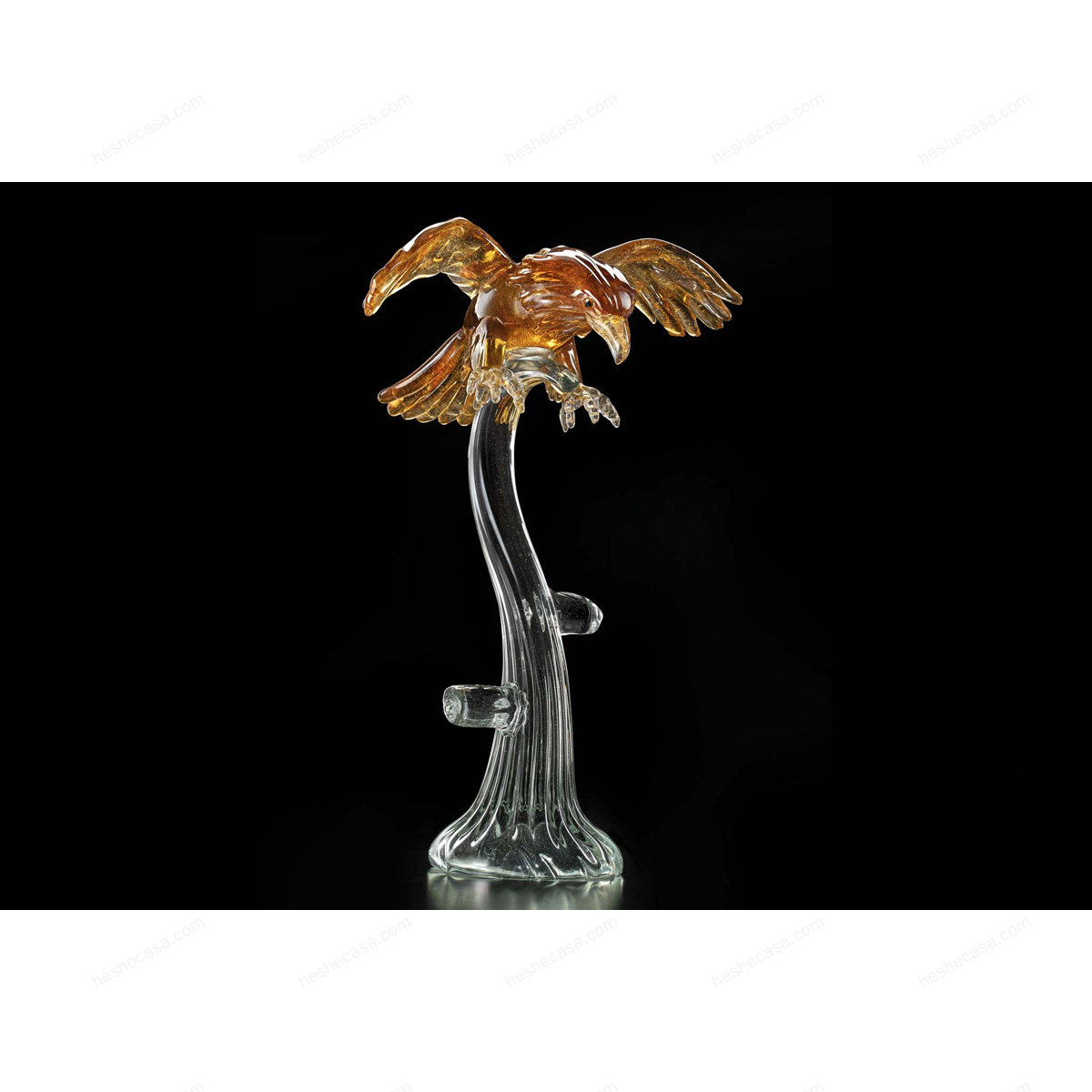 Animals Hawk Amber In Murano Glass  Sculpture摆件