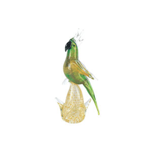 Green Parrot Animals In Murano Glass  Sculpture摆件