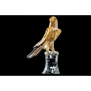 All Gold Hawk In Murano Glass  Sculpture摆件