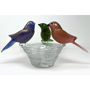 Animals Multicolor Aviary In Murano Glass 30Cm  Sculpture摆件