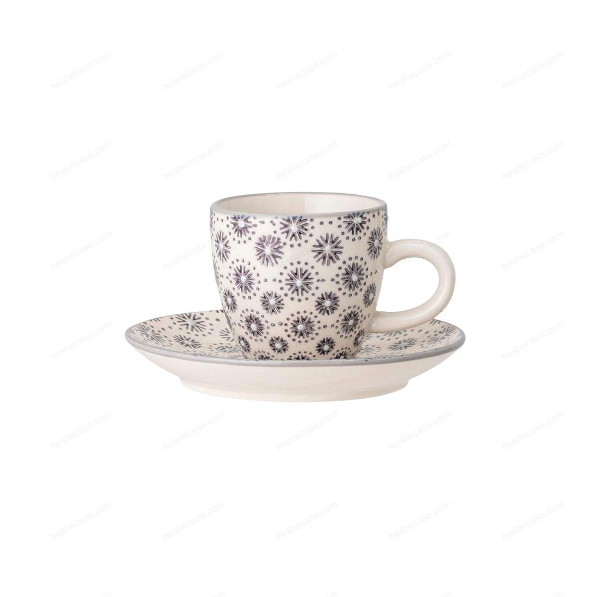 Elsa Espresso Cup WSaucer, Grey, Stoneware 茶杯