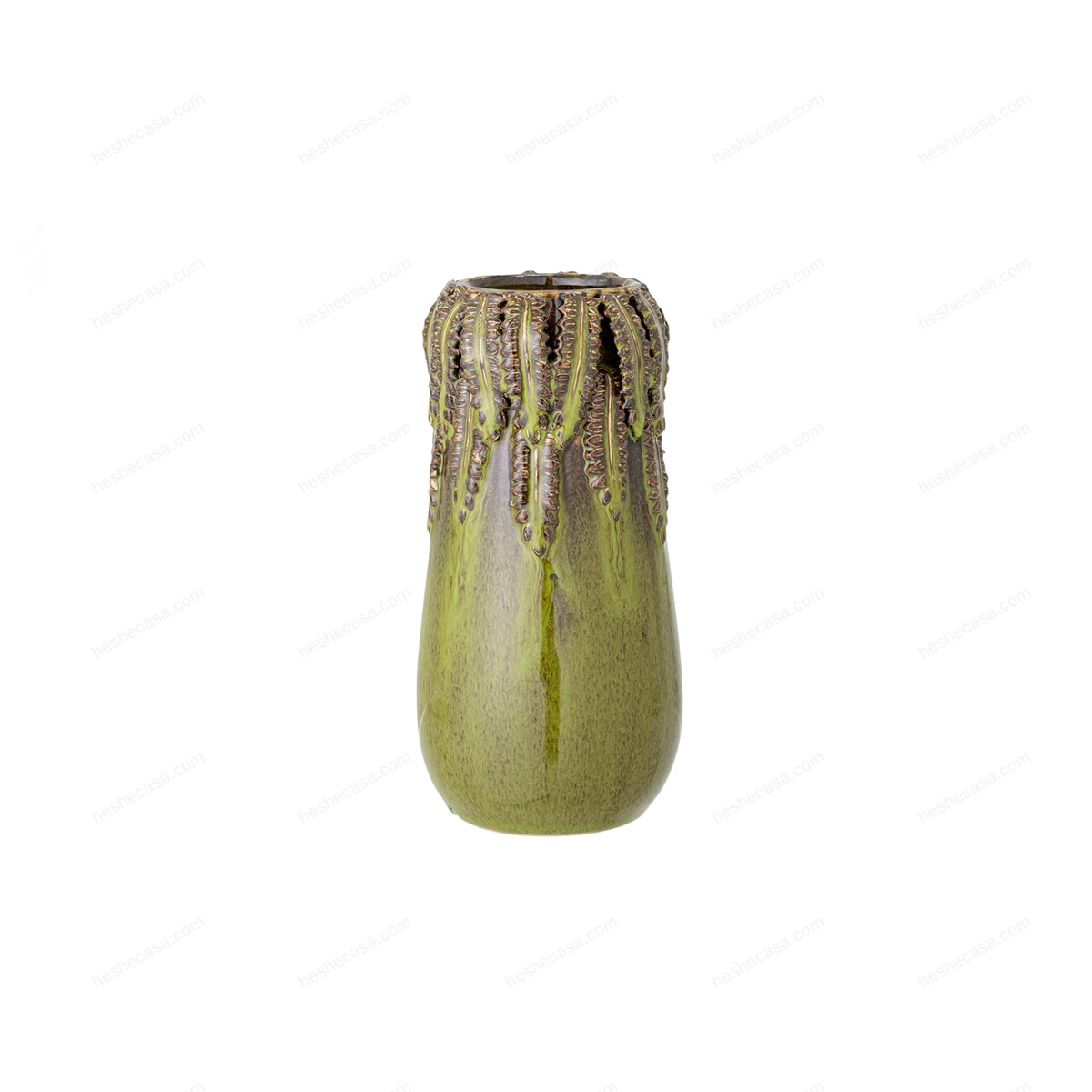 Eloi Vase, Green, Stoneware花瓶