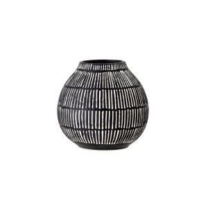 Elveda Deco Vase, Black, Stoneware花瓶
