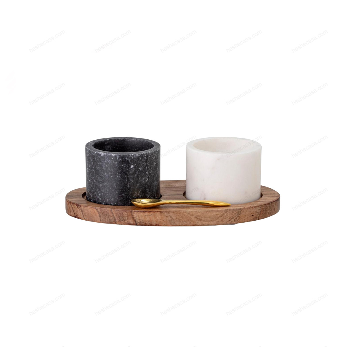 Florio Salt Jar WSpoon, Black, Marble 调味罐