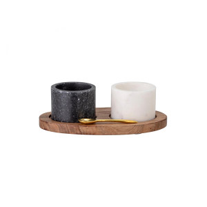 Florio Salt Jar WSpoon, Black, Marble 调味罐