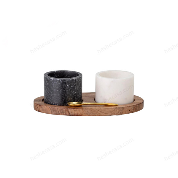 Florio Salt Jar WSpoon, Black, Marble 调味罐