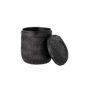 Jun Basket WLid, Black, Bamboo 收纳罐