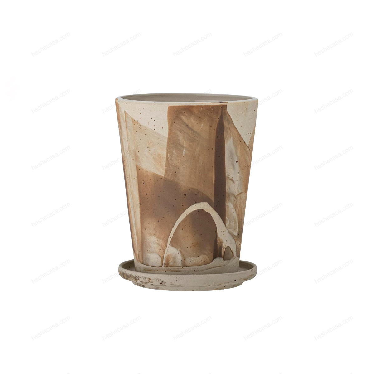 Stacy Flowerpot WSaucer, Brown, Stoneware花瓶