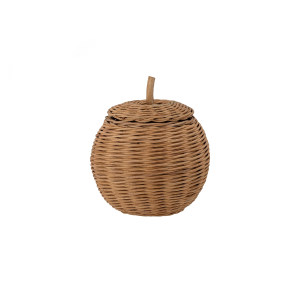 Rosette Basket WLid, Brown, Rattan 收纳篮