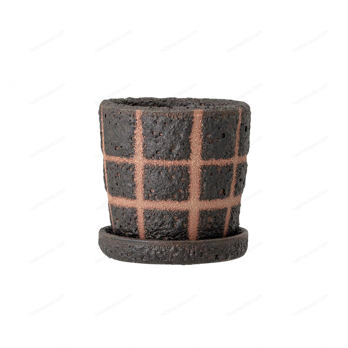 Nami Deco Flowerpot WSaucer, Black, Terracotta花瓶