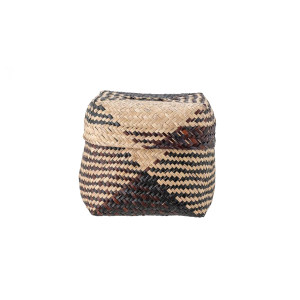 Nene Basket WLid, Black, Seagrass 收纳筐