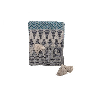 Milas Throw, Blue, Recycled Cotton 毯子