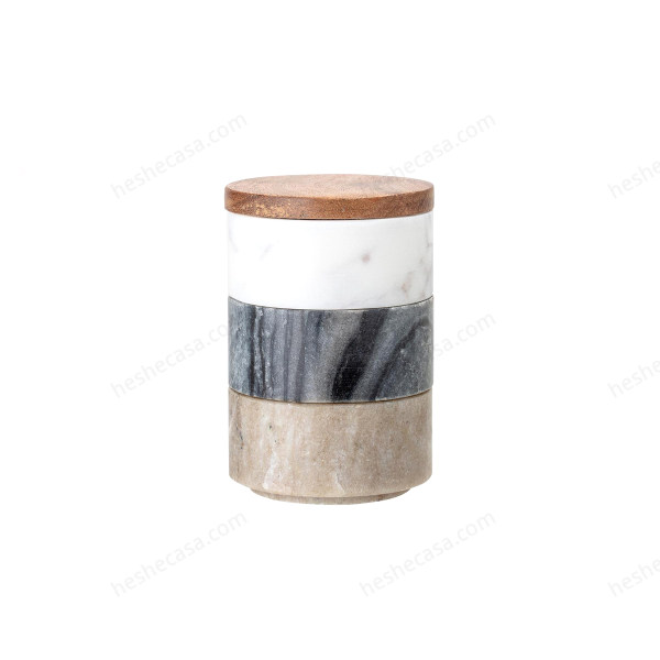 Mael Jar WLid, White, Marble 储物罐