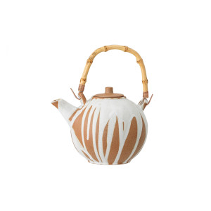 Iris Teapot WTeastrainer, White, Stoneware 茶壶