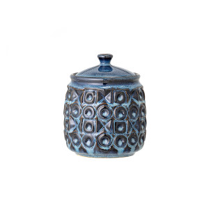 Nena Jar WLid, Blue, Stoneware 储物罐