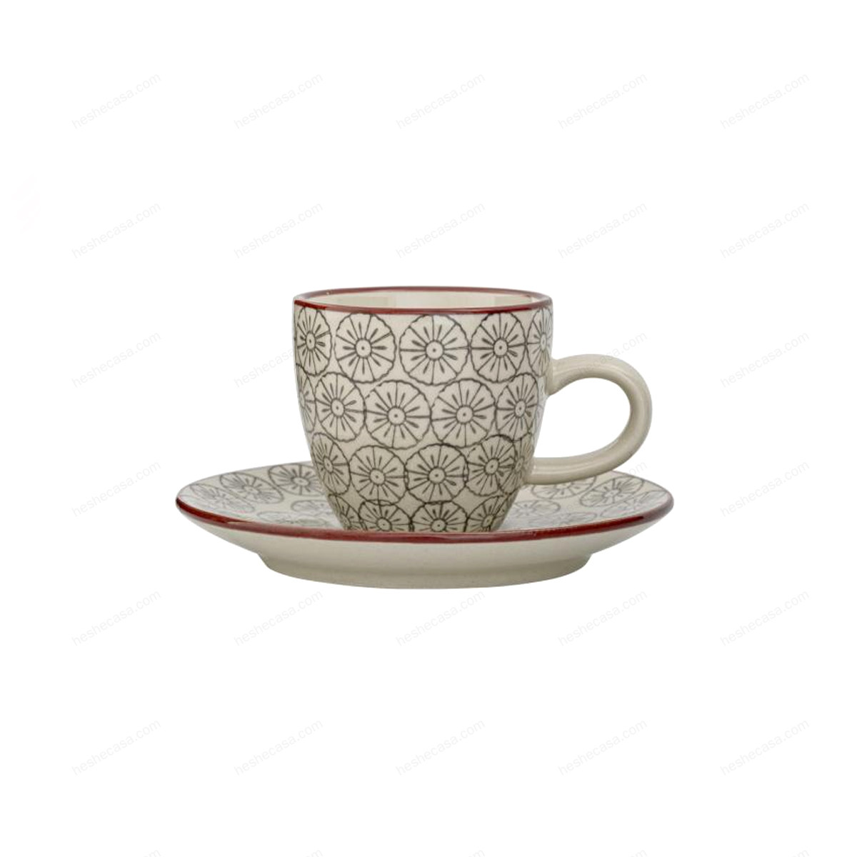 Karine Espresso Cup & Saucer, Green, Stoneware 茶杯