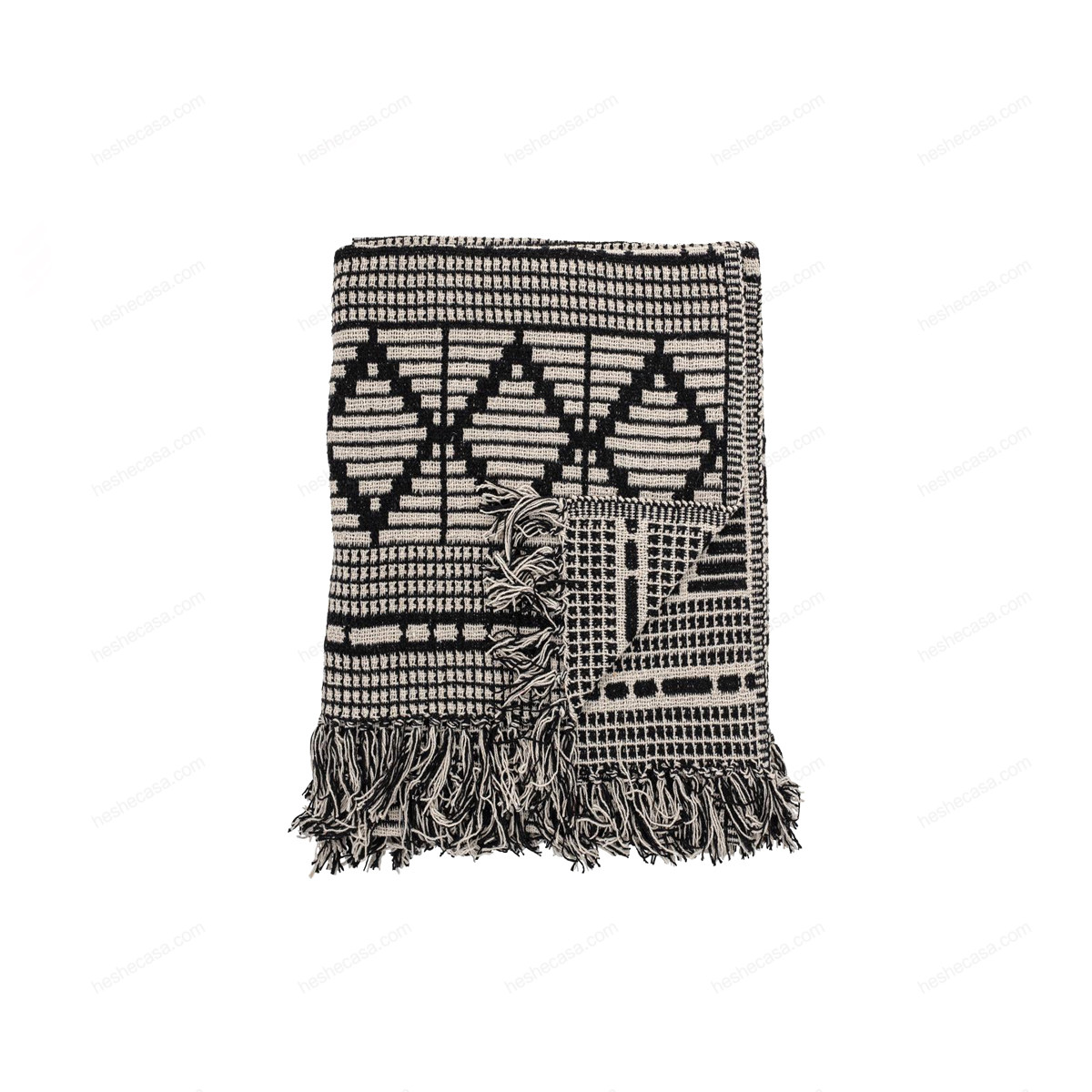 Gutte Throw, Black, Recycled Cotton 毯子