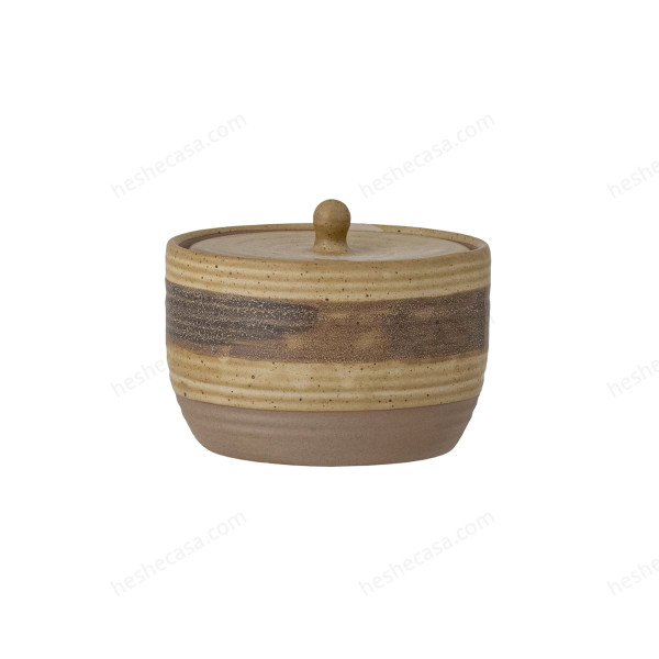 Solange Jar WLid, Nature, Stoneware 收纳罐