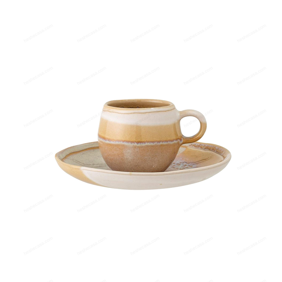 April Espresso Cup WSaucer, Yellow, Stoneware 水杯