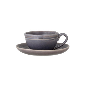 Raben Cappuccino Cup WSaucer, Grey, Stoneware 茶杯