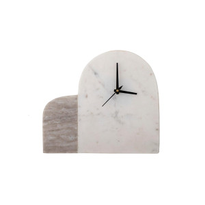 Moria Table Clock, White, Marble钟表