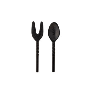 Tiane Salad Servers, Black, Mango 搅拌勺