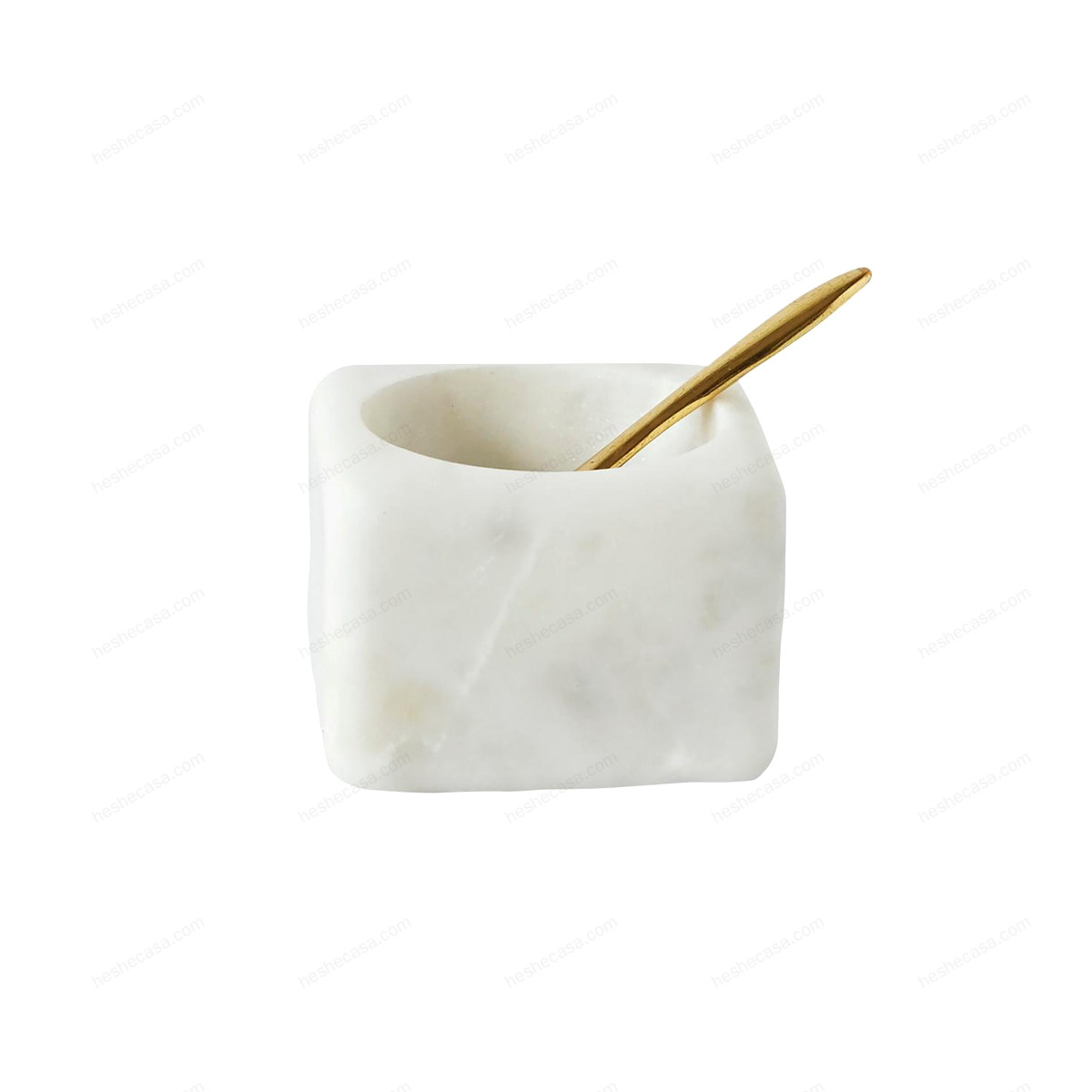 Zina Salt Jar WSpoon, White, Marble 调味罐