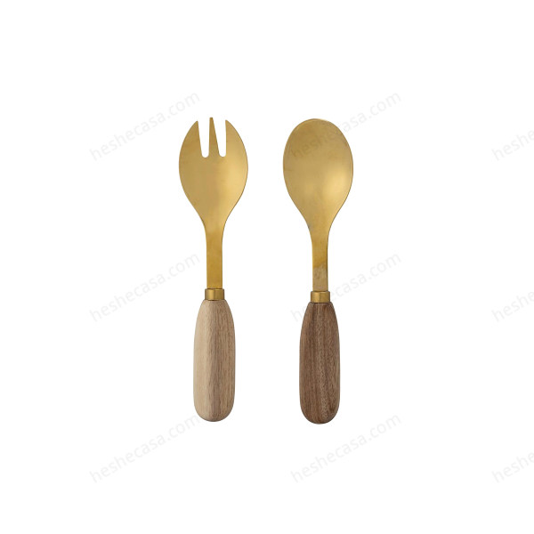 Thina Salad Servers, Gold, Acacia 西餐餐具