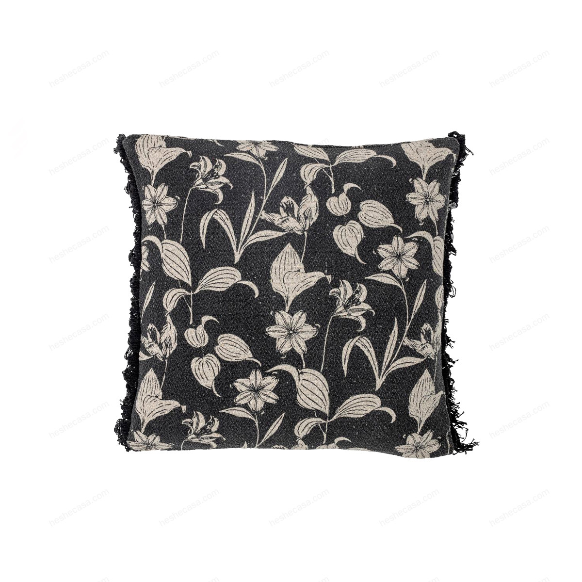 Mali Cushion, Black, Recycled Cotton靠垫