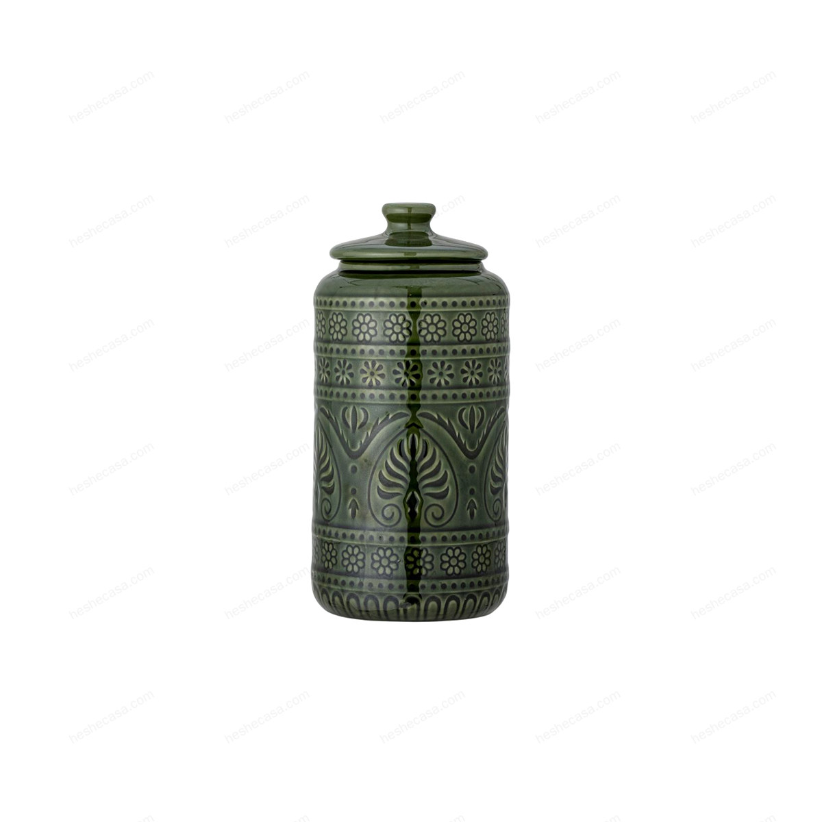 Rani Jar WLid, Green, Stoneware 储物罐