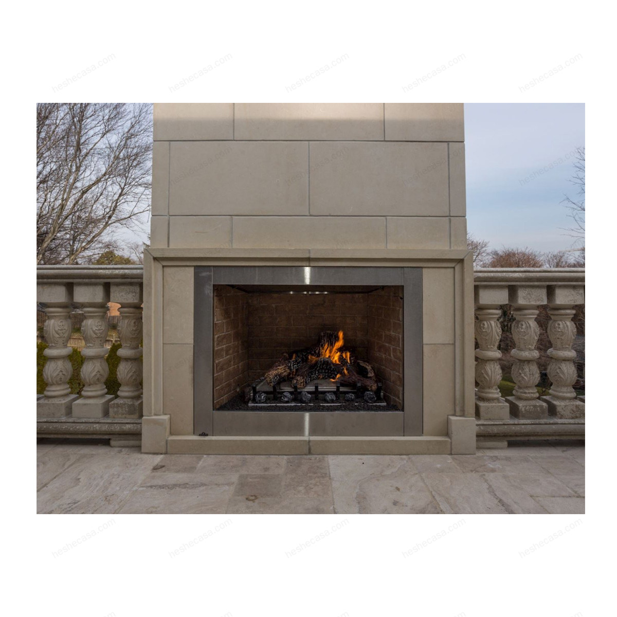 Lecce Stone Fireplace Mantel壁炉