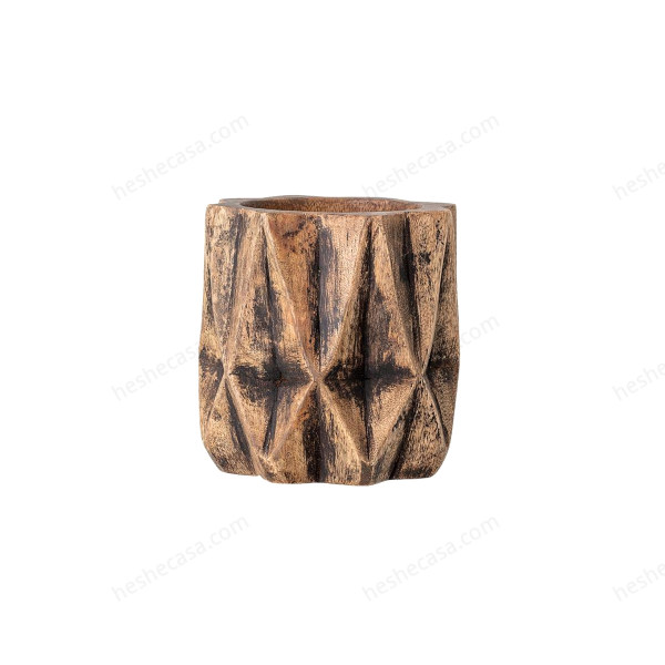 Bernard Deco Flowerpot, Brown, Recycled Wood花瓶